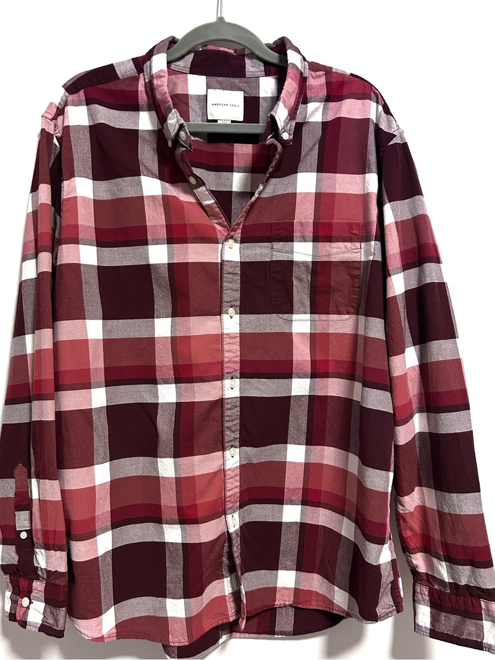 American Eagle Plaid Button Down Shirt Men’s XXL Button Up Red White